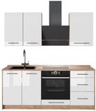 Vicco Eenpersoonskeuken Fame-Line, Wit Hoogglans/Goudkleurig Eiken, 190 cm, WB Eik