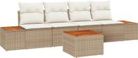 vidaXL Banc de jardin - Set - 5 - pièces - Beige - Poly - rotin