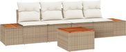 vidaXL Banc de jardin - Set - 5 - pièces - Beige - Poly - rotin