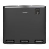 Les Collectors Pedaalemmer nr. 990, roestvrij staal, drie compartimenten van 18 l, zak compatibel met 30 l, afval scheiden, afneembare emmer, praktisch, stille sluiting, antracietgrijs