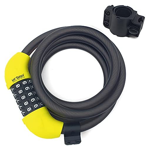 Urban UR454M Fietsslot Met Combinatie Flexibele Staalkabel Ketting 12 120cm Met Antidiefstalbeveiligingscode Voor Fietsen Stevig Compact Gemakkelijk Transport