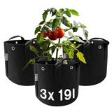 honju HOME Growbag - Plantenzak 19l Tomaten - 3x Kweekzak met Handgrepen