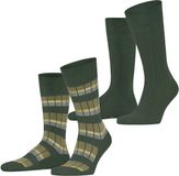 Esprit Urban Rib 2 Pack gestreepte katoenen sokken voor heren - groen - maat 39-42