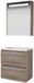 Basic-Line Premium 39 Badkamermeubelset - Ondiep - 60 x 39 cm - Greeploos - 2 Lades - Keramische Wastafel - 1 Kraangat - Spiegelkast met LED Verlichting - Scotch Oak