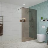 Fortifura Galeria douche - 120x200cm - verre fumé - bras mural - chrome