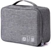 Go Go Gadget Goodies and Living Groothandel Kabel Opbergtas - Cable Organizer - Oplader Tas - Vakantie - Reizen - Oordopjes - Grijs