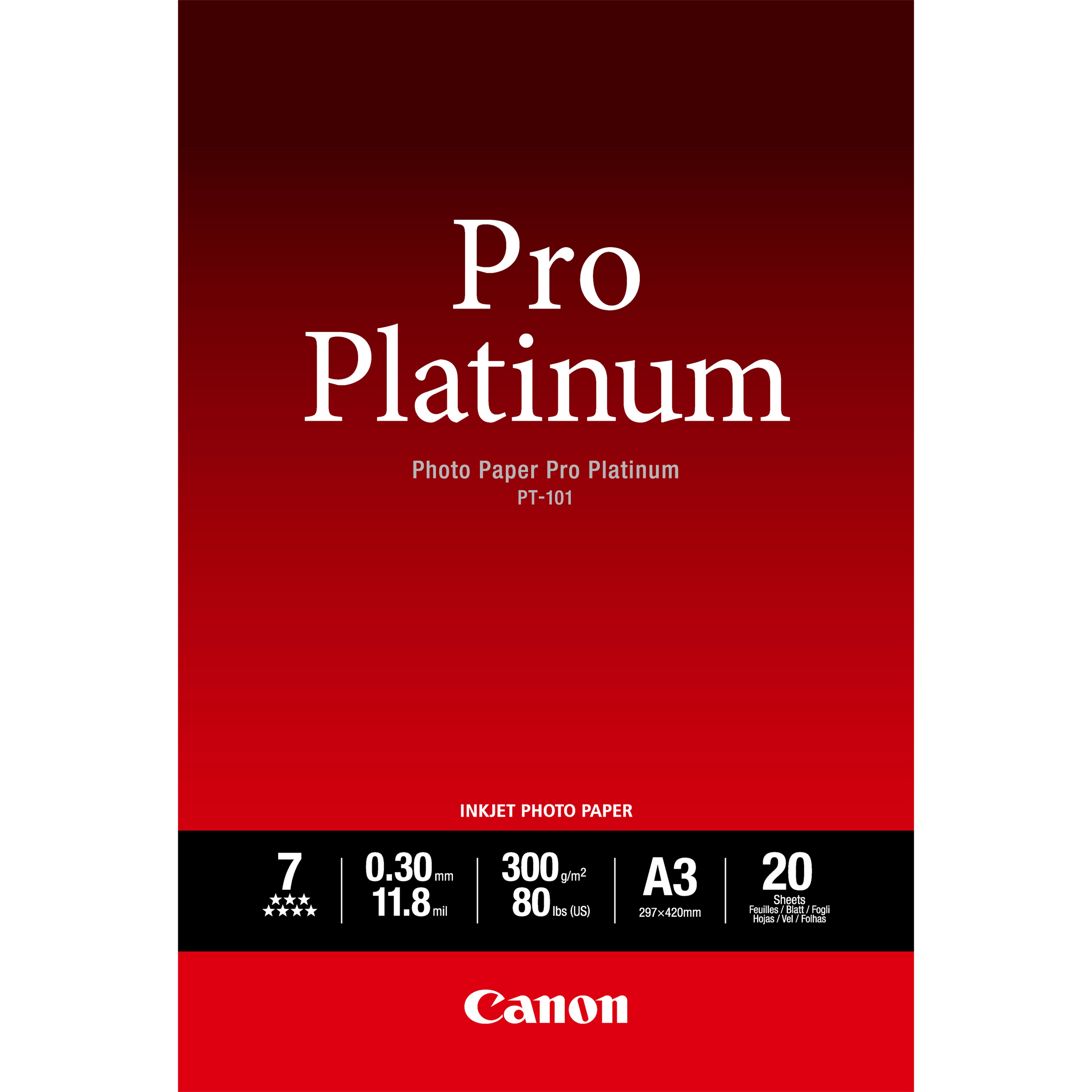 Canon PT-101 Pro Platinum Photo Paper A3 20 sheets