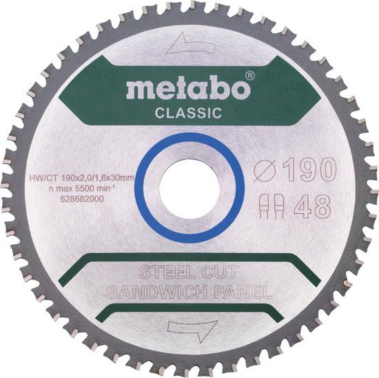 Metabo 628682000 Cirkelzaagblad - 190 x 30 mm - 48 tanden - Metaal