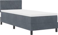 vidaXL LED Box Spring Bed with Headboard, Dark Grey, 80 x 200 cm, Velvet