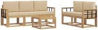 vidaXL Bank loungeset wit en beige acacia hout 4 zitplekken