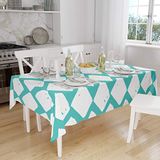 Bonamaison Tafelkleed, Anti-Mold, Sneldrogend, Waterdicht, 100% Polyester Tafellaken, Turkoois, wit, 140 x 160 Cm