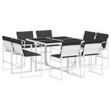 vidaXL 9-delige tuinset met kussens, wit, textielstof