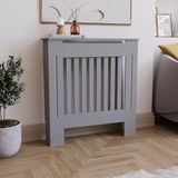 Vida Designs Chelsea Radiatorombouw Olive Grey - Klein - Modern verticaal lamellenontwerp voor optimale warmtecirculatie - H82xW78xD19cm - Geschilderde MDF-kast Ideaal voor woonkamer en gang
