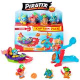 PIRATIX ADVENTURE WORLD Shark Treasure Serie, Captain Pack, anker met 4 piratix, 1 gouden kapitein, 4 "kristallen", Sea Speeder, Katapult, 2 Kristaleffectvlaggen, Pack 5/6