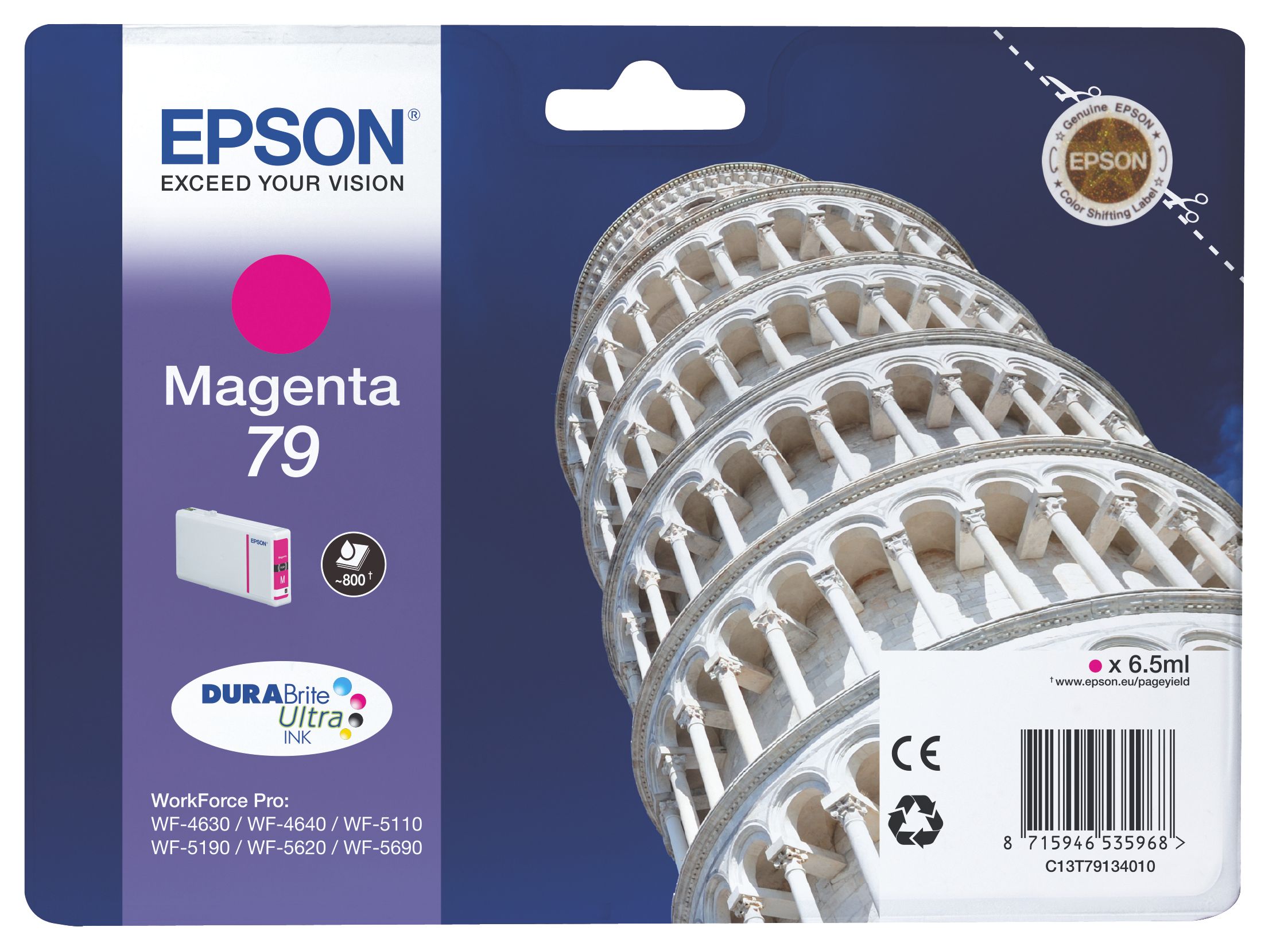 Epson Tower of Pisa Singlepack Magenta 79 DURABrite Ultra Ink single pack / magenta