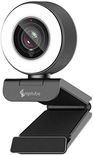 Angetube Streaming HD Webcam 1080P Met Ring Licht, Autofocus, Dual Microfoon - PC/Laptop