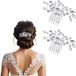 Shenzhen Haorui Industrial Technology Co., Ltd. Bijoux de mariée : 2 pièces d'accessoires de cheveux argentés pour mariage, confirmation, communion - peigne à cheveux en cristal pailleté avec vignes, pétales et perles
