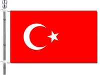 Merkloos / Sans marque Partyxplosion B.V. Vlaggenstok/vlaggenmast set - incl vlag van Turkije - 90 x 150 cm - aluminium - 183 cm