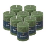 Spaas 8x Rustieke Pillarkaars 70/95 mm 35u, Donkergroen