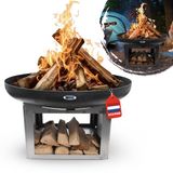 HEAT OUTDOOR LIVING HEAT Fresvik Vuurschaal Ø 80 cm met Houtopslag – 2-in-1 Vuurschaal & Houtrek