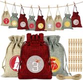 oCreon Adventskalender om te vullen - Stoffen zak voor adventskalender - Kerstkalender - Jute zakjes - Verrassingskalender - Voor Kerstmis
