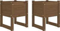 vidaXL Plantenbakken 2 st 40x40x52,5 cm massief grenenhout honingbruin