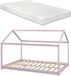 en.casa Lit enfant Cerro lit maison avec matelas 120x200 cm rose