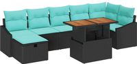 vidaXL Tuinbank Set 8 st Zwart poly rattan