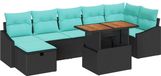 vidaXL Tuinbank Set 8 st Zwart poly rattan