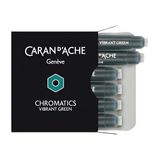 Caran D'Ache 8021 – 210 – verpakking met 6 inktpatronen, kleur: levendig groen