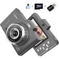 Aiorber Digitale camera, dubbele camera, 4800W, 2,8" IPS-scherm, 8x zoom, 64 GB, met flitser, zwart