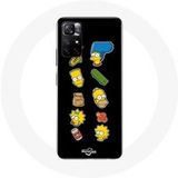Maniacase Hoesje voor Xiaomi Redmi Note 11s 5G The Simpsons zwarte achtergrond stickers