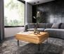 Shavani Table Basse 90 x 90 cm Acacia Naturel 2 Portes Pieds en L Métal Noir