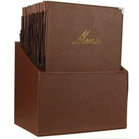 Securit Box incl. 20 Menukaarten Classic | Bruin | Formaat A4 | 370x290x210mm