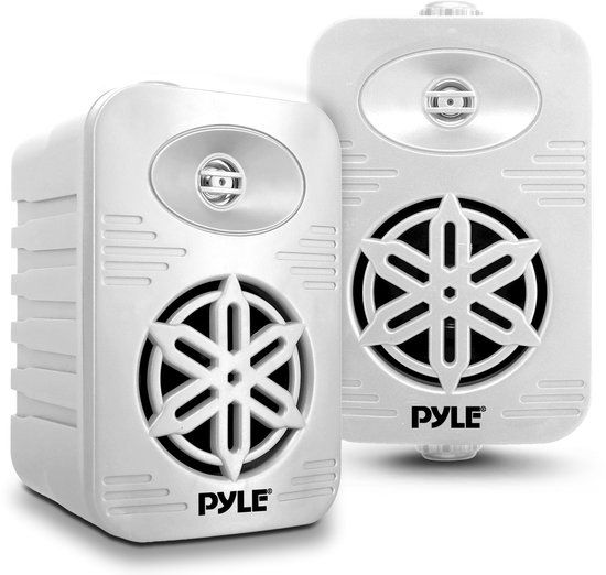 Pyle Waterdichte Luidspreker Set - 300W Dual Speaket- 2-Weg Full Range Systeem - 1,27 cm Polymer Tweeter-Wit