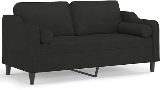 vidaXL Tweezitsbank met sierkussens 140 cm stof zwart