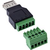 InLine 92504B kabel-connector USB-A / Aansluitblok, 5-polig Zwart, Groen