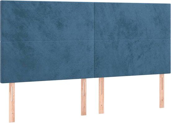 vidaXL Hoofdbord Donkerblauw Fluweel 180x5x118/128 cm