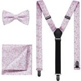 OLYMP Set bretelles, nœud papillon, mouchoir mauve, Fleurs