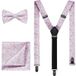 OLYMP Set bretelles, nœud papillon, mouchoir mauve, Fleurs