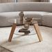 MCA table d'appoint/table basse HWC-P59, bois massif, plateau en verre rond Ø 75cm, chêne