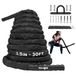 Yes4All Battle Rope 9 m/12 m/15 m lengte, 38 mm/50 mm diameter Poly Dacron Battle Oefeningstouw met beschermhoes - stalen anker en riem inbegrepen