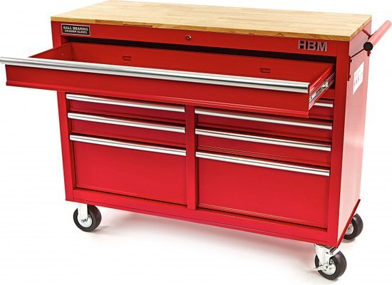 HBM machines Gereedschapswagen / Werkbank - 125 cm - Rood