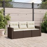 Prolenta Maison Exclusive - Tuinset voor de tuin, bestaande uit 3 delen met kussens, bruin, van polyrotan