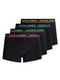 Jack & Jones Boxershorts 4-pack, Heren, Zwart, Logo, Katoen/Elastaan, Maat XL