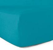 Hoeslaken, Turquoise 100% katoen hoeslaken, 57 draden/cm², 80 x 200 cm, 30 cm spanhoogte