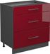 Vicco Fame-Line Meuble bas de cuisine – 80 cm avec 3 tiroirs, sans plan de travail Bordeaux rouge laqué brillant