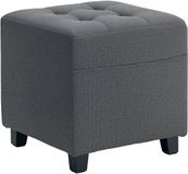 HOMCOM Voetenbankje - Polyester, rubberhout - 35 x 35 x 35 cm - Grijs