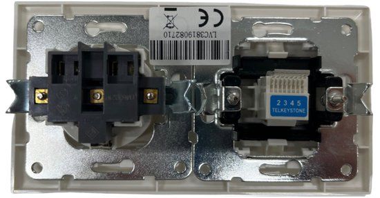 Aigostar Telefoon Contactdoos - Wandcontactdoos - Inbouw - 1-voudig Stopcontact - 1-voudig Telefoon - Randaarde - Wit