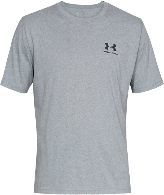 Under Armour Sportstyle Left Chest SS Sportshirt Heren - Steel Light Heather - Maat S